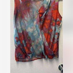 United Colors Of Benetton Red and Blue Short Sleeve Top